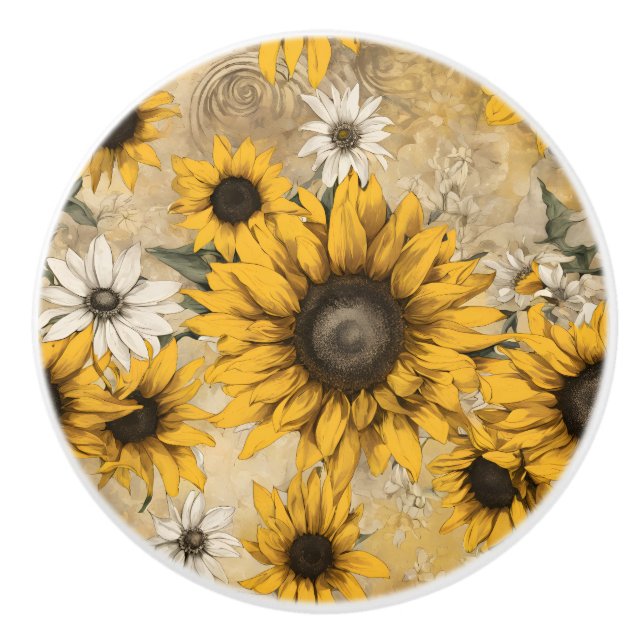 Pomo De Cerámica Girasol (Anverso)