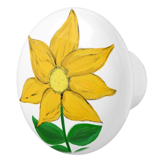 Pomo De Cerámica Girasol amarillo dorado (Derecha)