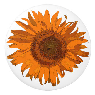 Pomo De Cerámica Girasol de arte pop naranja