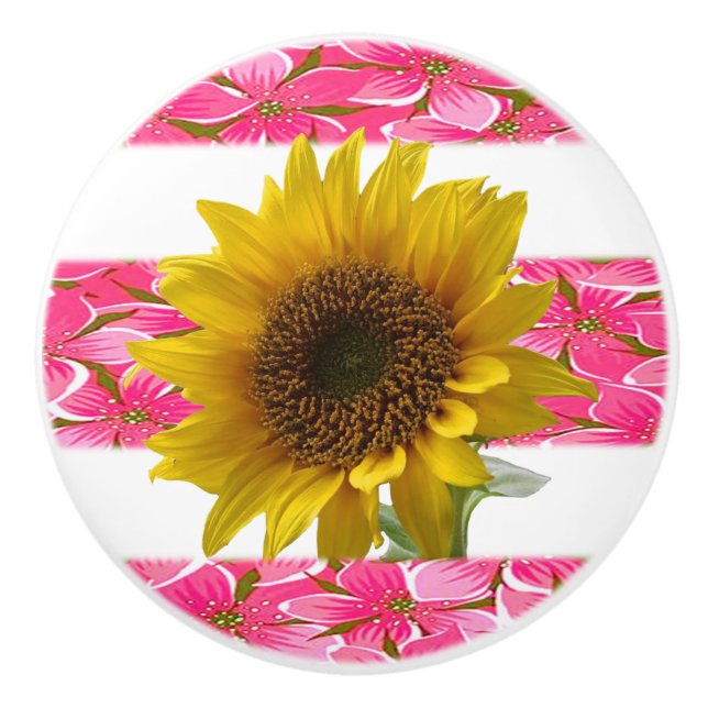 Pomo De Cerámica Girasol de botón (Anverso)