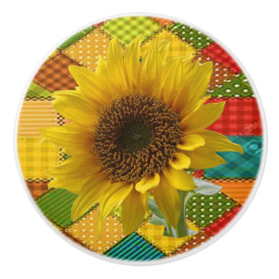 Pomo De Cerámica Girasol de botón