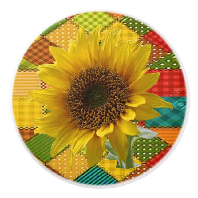 Pomo De Cerámica Girasol de botón (Anverso)