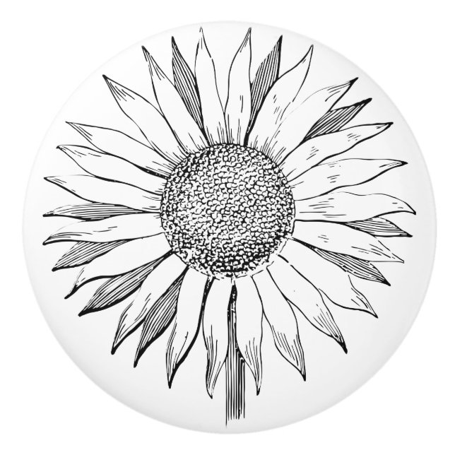 Pomo De Cerámica Girasol ilustrado (Anverso)