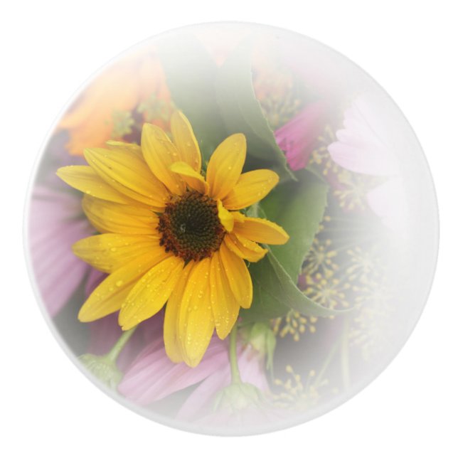 Pomo De Cerámica Girasol, verano, jardín, misterio, extracción de c (Anverso)