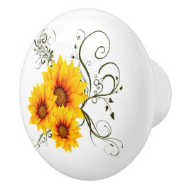 Pomo De Cerámica Girasoles