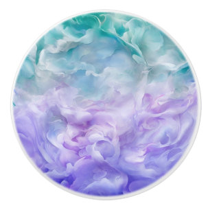 Pomo De Cerámica Giro de nubes azul y púrpura