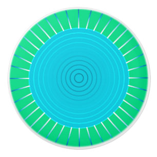 Pomo De Cerámica Giro geométrico moderno - azul y verde jade