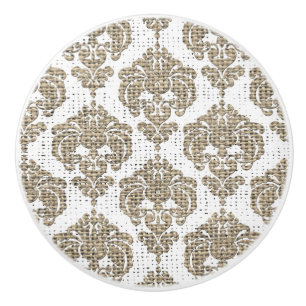 Pomo De Cerámica Glamor Rústico Damask Real Chic Moderno de Arpille