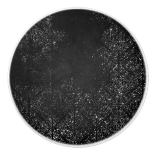 Pomo De Cerámica Glimmery Onyx Grunge   Silvery Black Glam Damask