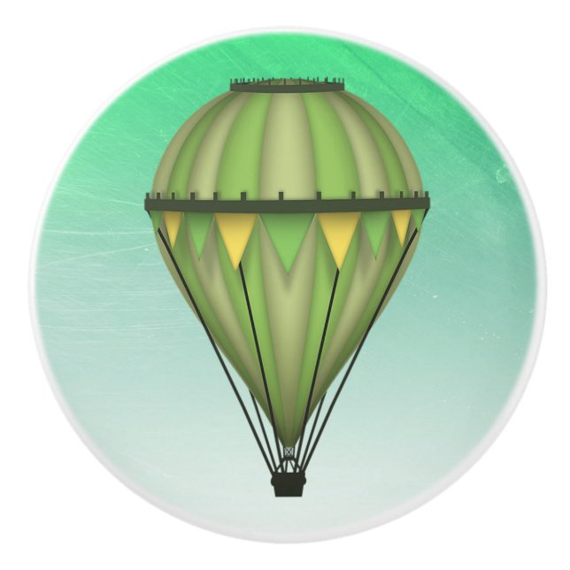 Pomo De Cerámica Globo de aire caliente verde (Anverso)
