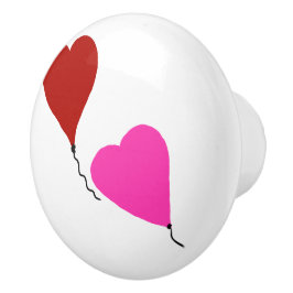 Pomo De Cerámica Globos rojos y rosados con forma de corazón