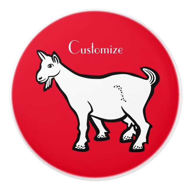 Pomo De Cerámica Goat Animal Thunder_Cove (Anverso)