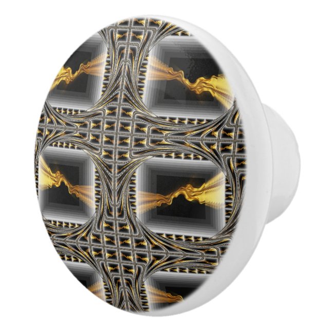 Pomo De Cerámica Gold Swirl Black Luxury Monochrom Hardware Dresser (Derecha)