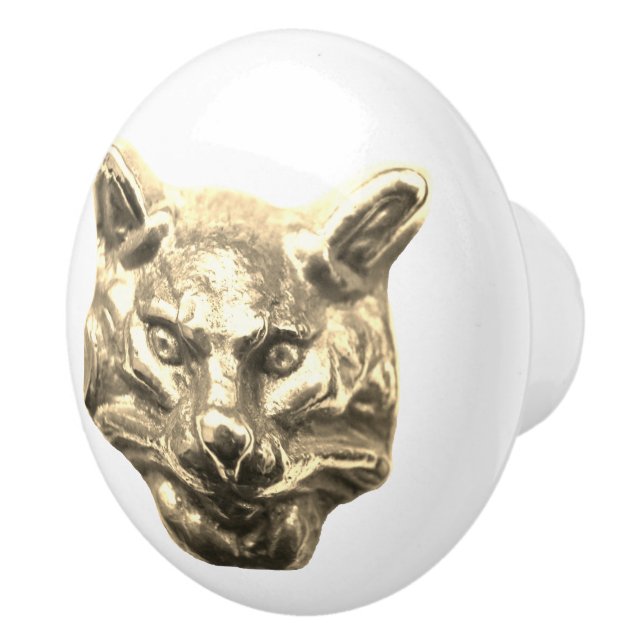 Pomo De Cerámica Golden Cat – goldene Katze – vergoldeter Kater (Derecha)