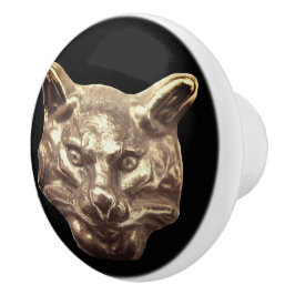 Pomo De Cerámica Golden Cat – goldene Katze – vergoldeter Kater