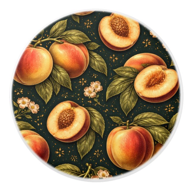 Pomo De Cerámica Golden Peach Botanical Drawer Knob (Anverso)