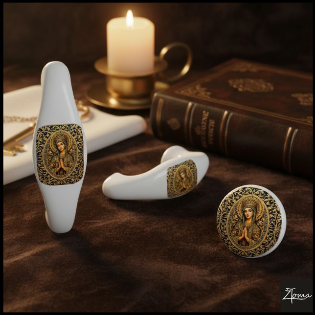 Pomo De Cerámica Golden Reverence Virgin Mary (Subido por el creador)