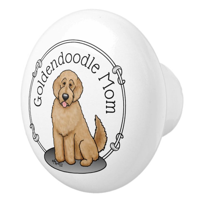 Pomo De Cerámica Goldendoodle Mom Doodle Mom (rojo dorado) (Derecha)