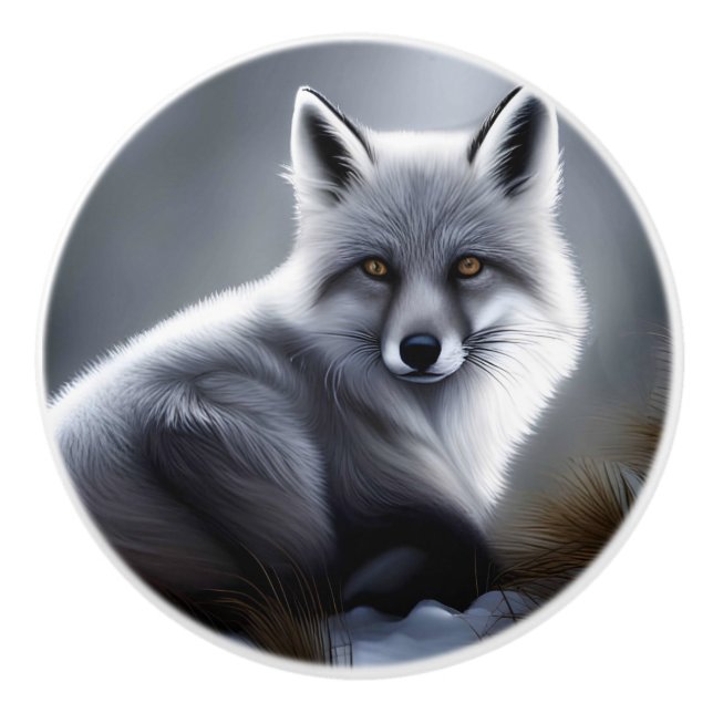 Pomo De Cerámica Gorgeous Artic Fox (Anverso)