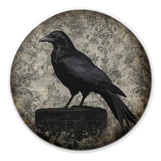 Pomo De Cerámica Gothic Raven Design (Anverso)