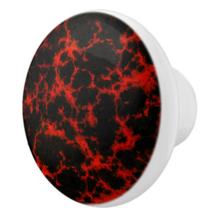 Pomo De Cerámica Gótico manchado vibrante rojo y negro
