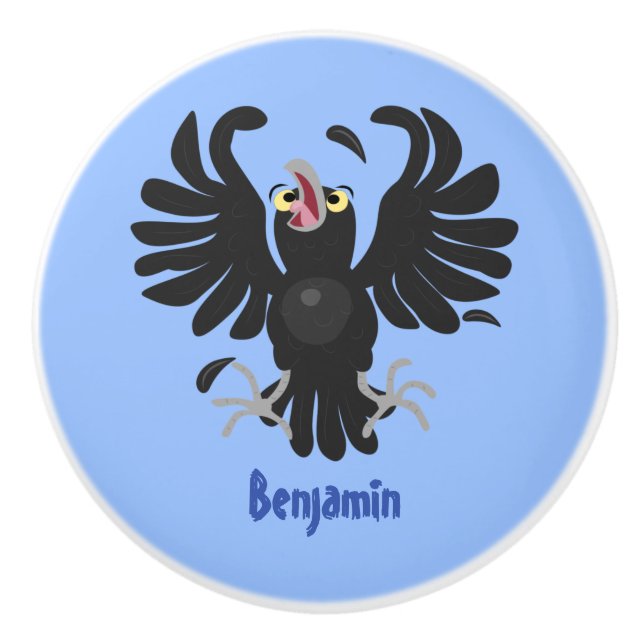 Pomo De Cerámica Gracioso ilustracion de personalizado de cuervos l (Anverso)