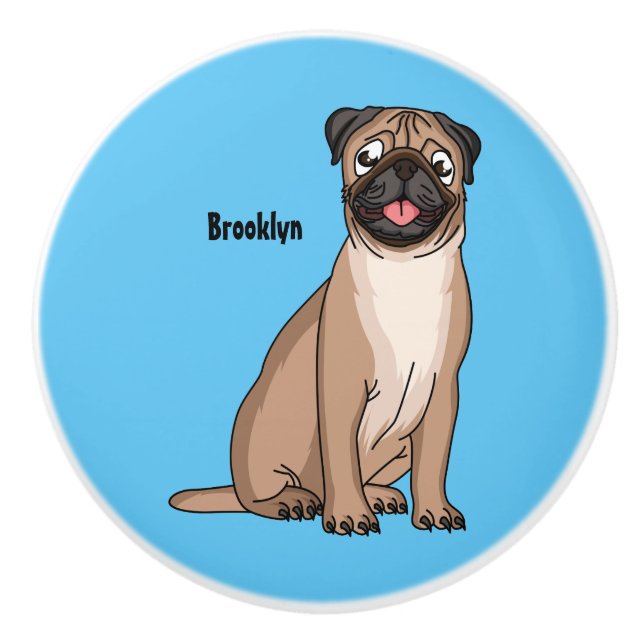 Pomo De Cerámica Gracioso ilustracion de personalizado de perro de  (Anverso)