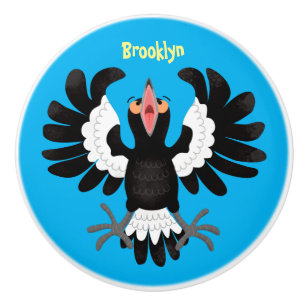 Pomo De Cerámica Gracioso ilustracion de personalizado magpie austr