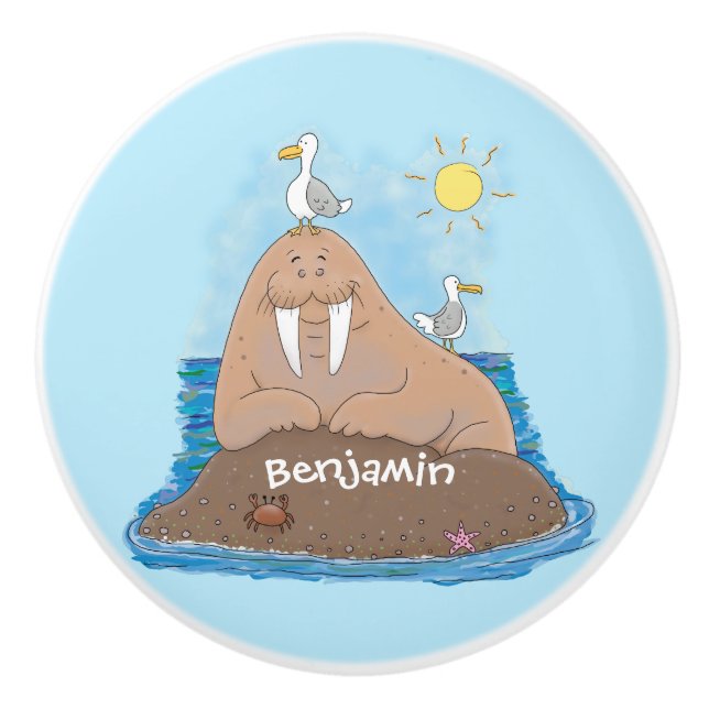 Pomo De Cerámica Gracioso ilustracion personalizado de moras felice (Anverso)