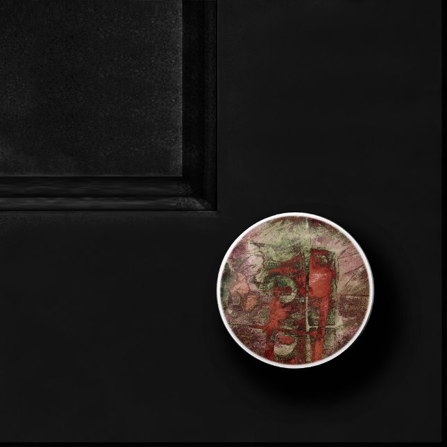 Pomo De Cerámica Graffiti pintado Grunge Otoño Resto Verde Rojo (Subido por el creador)