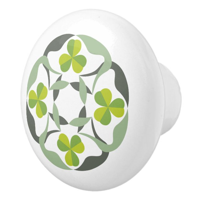 Pomo De Cerámica Gráfico de Knot Celtic de Shamrock (Derecha)