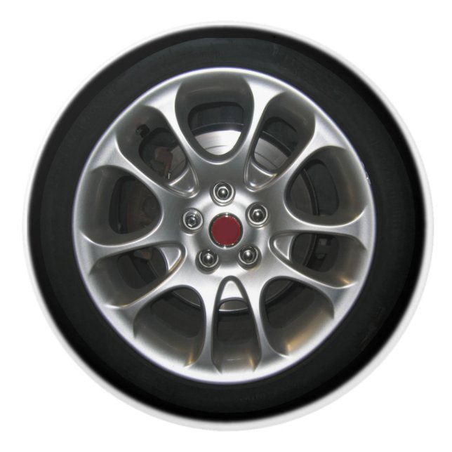 Pomo De Cerámica Gráfico de la rueda y del hubcap de coche 2.o (Anverso)
