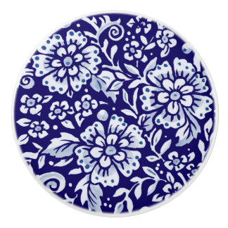 Pomo De Cerámica Gran diseño floral azul oscuro Marina de Woodland