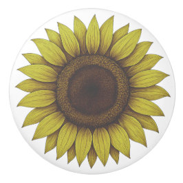 Pomo De Cerámica Gran Girasol Terroso Hermoso Unisex