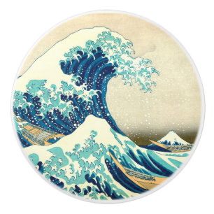 Pomo De Cerámica Gran ola de Kangawa por Hokusai