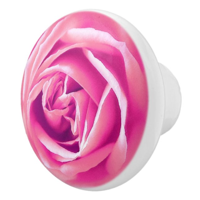 Pomo De Cerámica Gran Rosa Rosa Impreso (Derecha)