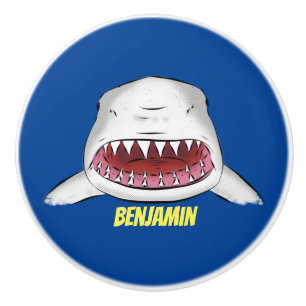 Pomo De Cerámica Gran tiburón blanco significa ilustracion personal