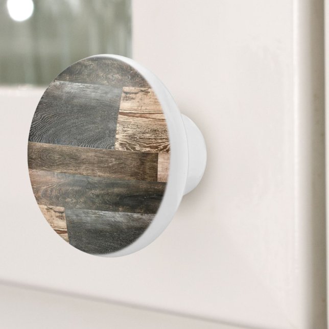 Pomo De Cerámica Granja rural rústica de madera de granero gris mar (Rustic Country Farmhouse Grey Brown Barn Wood Ceramic Knob)