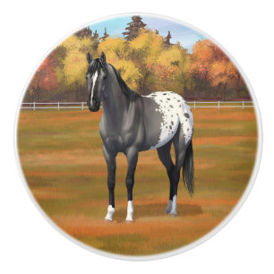 Pomo De Cerámica Gray Grulla Appaloosa Quarter Stallion