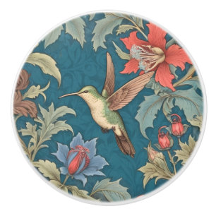 Pomo De Cerámica Green Hummingbird Bird William Morris estilo izqui