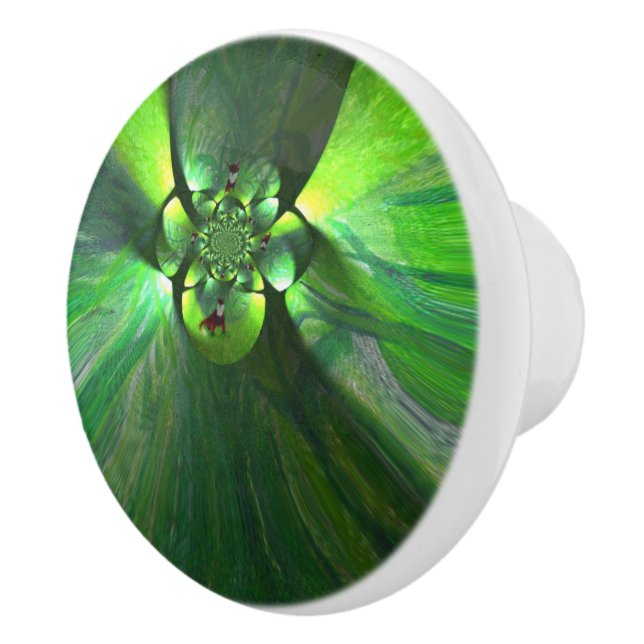 Pomo De Cerámica Green Leaf Resumen País Fox (Derecha)