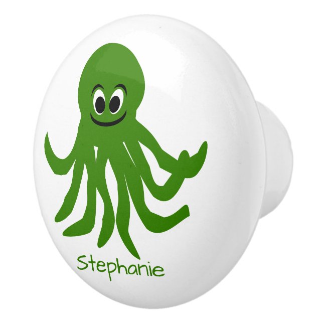 Pomo De Cerámica Green Octopus Design Personalised (Derecha)