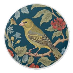 Pomo De Cerámica Greenfinch William Morris estilo L Green Finch Bir