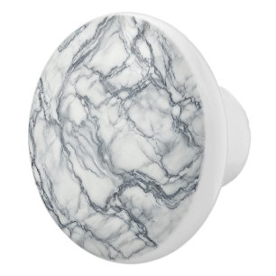 Pomo De Cerámica Gris Chic y mármol blanco con toque de glamour