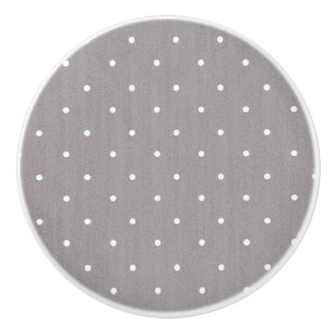 Pomo De Cerámica Gris y Blanco Pequeños Lunares Moderno Chic