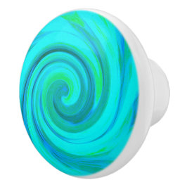 Pomo De Cerámica Groovy Guay Resumen Aqua Liquid Art Swirl