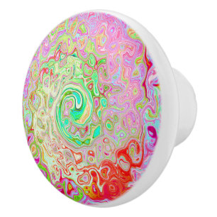 Pomo De Cerámica Groovy Resumen Retro Pastel Bolsa Líquida Verde