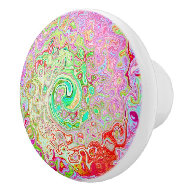 Pomo De Cerámica Groovy Resumen Retro Pastel Bolsa Líquida Verde (Derecha)