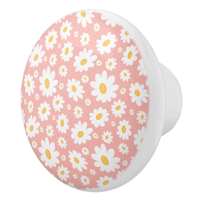Pomo De Cerámica Groovy Rubor Boho Daisy Floral Garden Pattern (Derecha)
