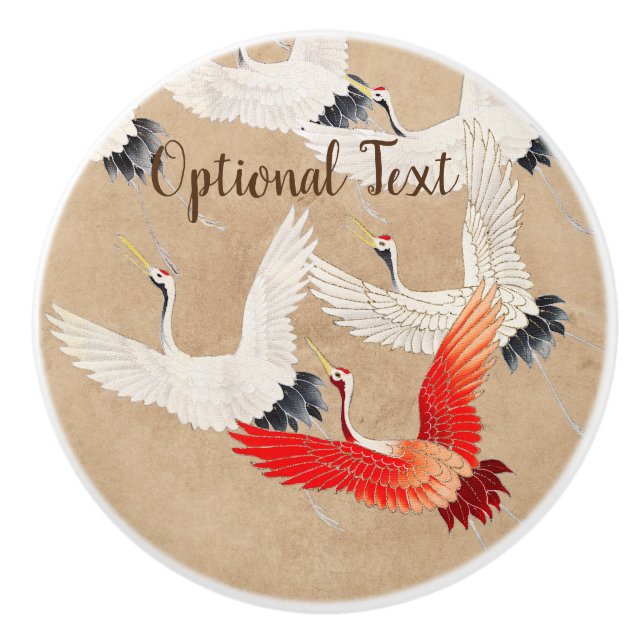 Pomo De Cerámica Grullas voladoras japonesas (Anverso)